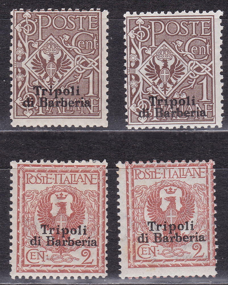 Timbres ITALIE Tripoli di Barbera 1909-1912 YT 1 et 2 5 Lyon 4 (69)