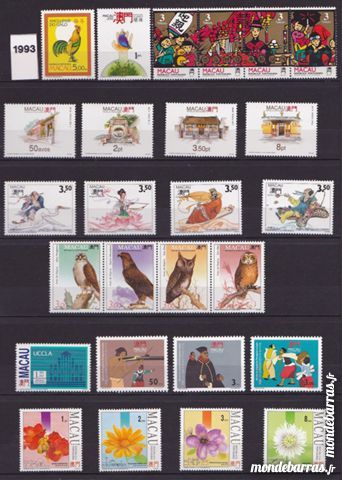 Timbres macao neufs ann�e compl�te 1993+ blocs 28 Jou�-l�s-Tours (37)