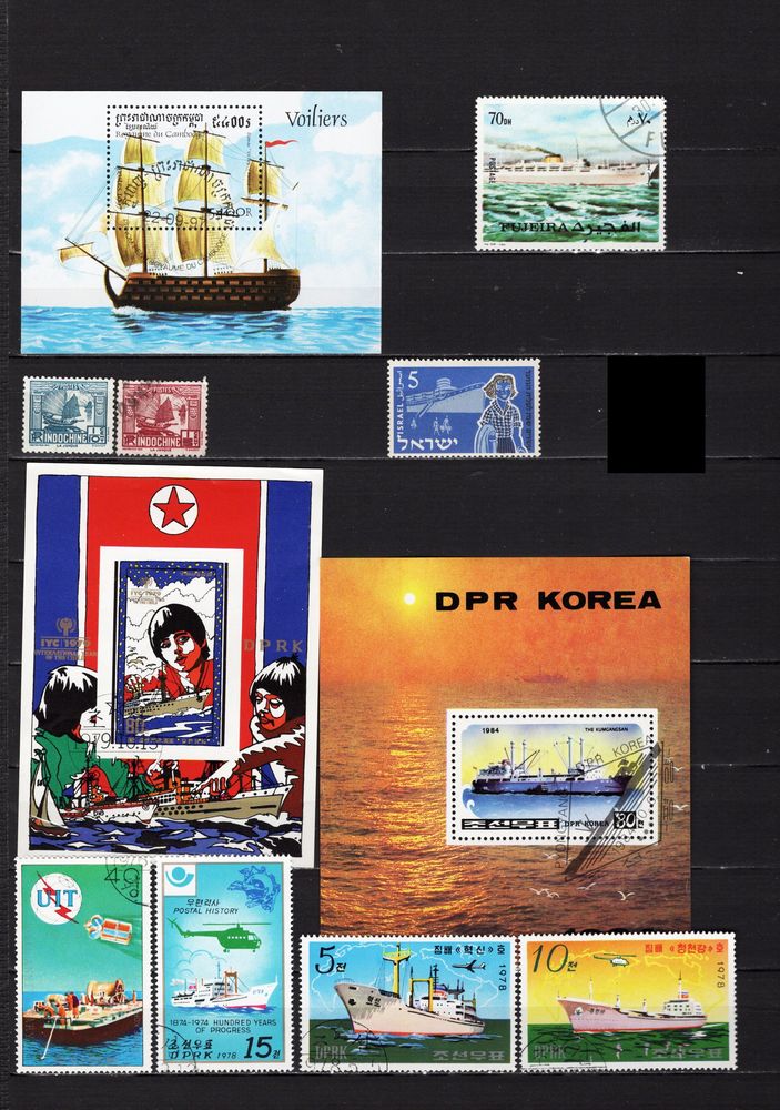 lot de 50 timbres du MONDE avec des BATEAUX 6 Les �glisottes-et-Chalaures (33)