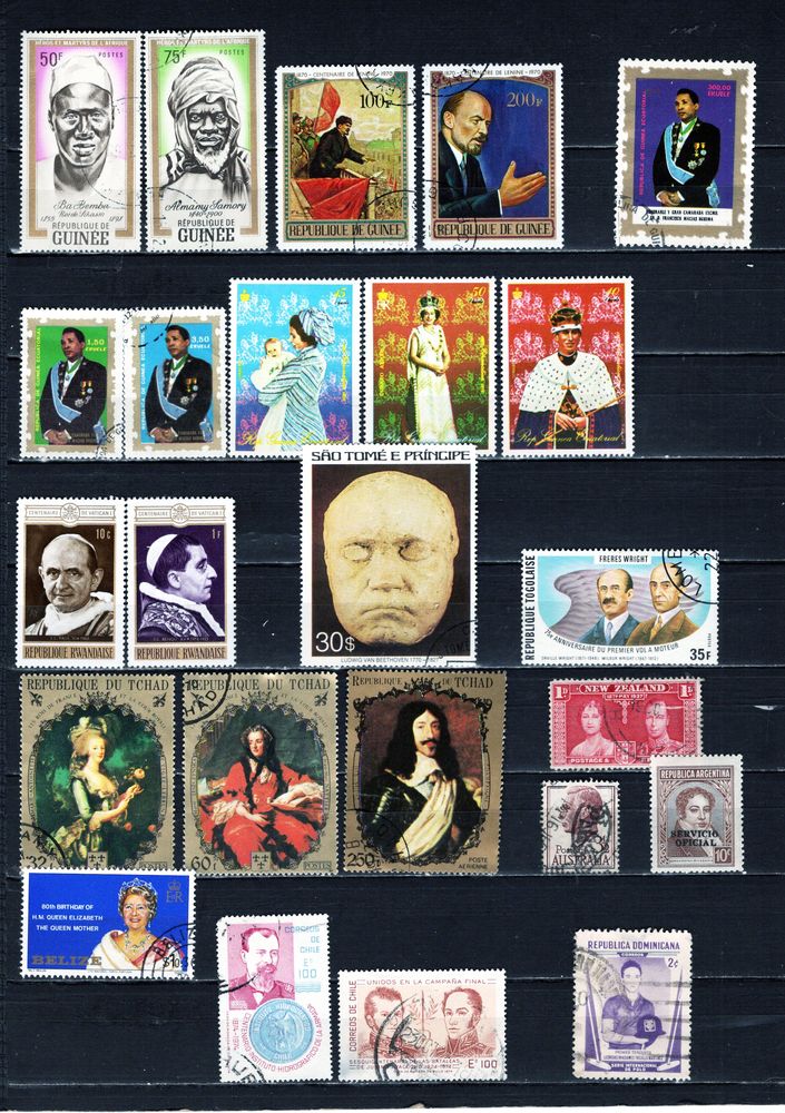 lot de 164 timbres du MONDE avec des PERSONNALITES 6 Les �glisottes-et-Chalaures (33)