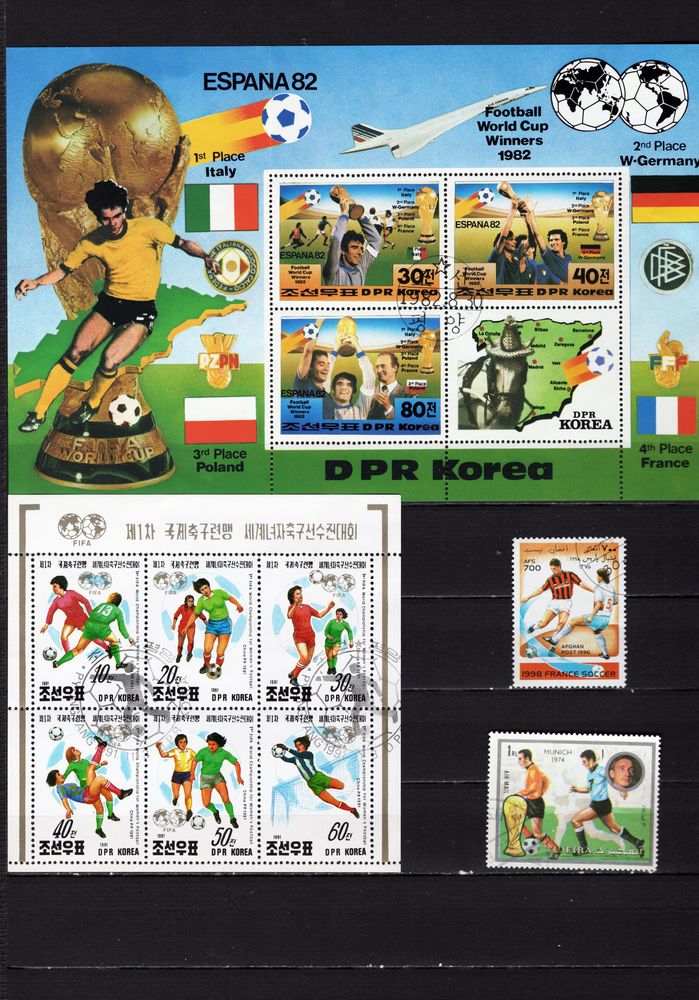 lot de 79 timbres du MONDE sur le FOOTBALL 5 Les Églisottes-et-Chalaures (33)