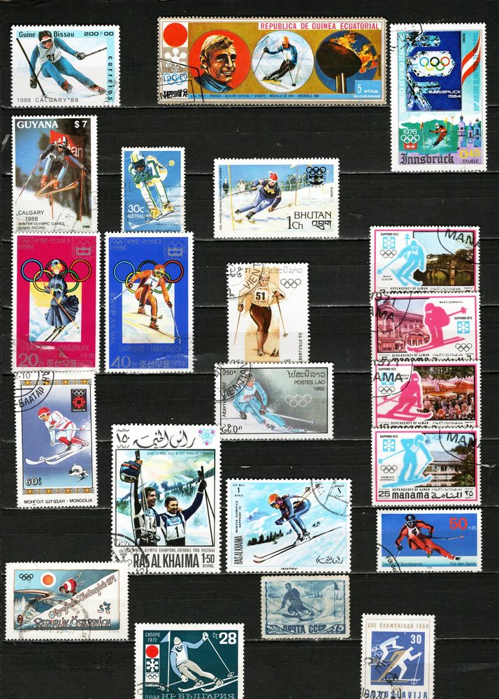 lot de 58 timbres du MONDE sur les SPORTS de GLISSE 3 Les �glisottes-et-Chalaures (33)