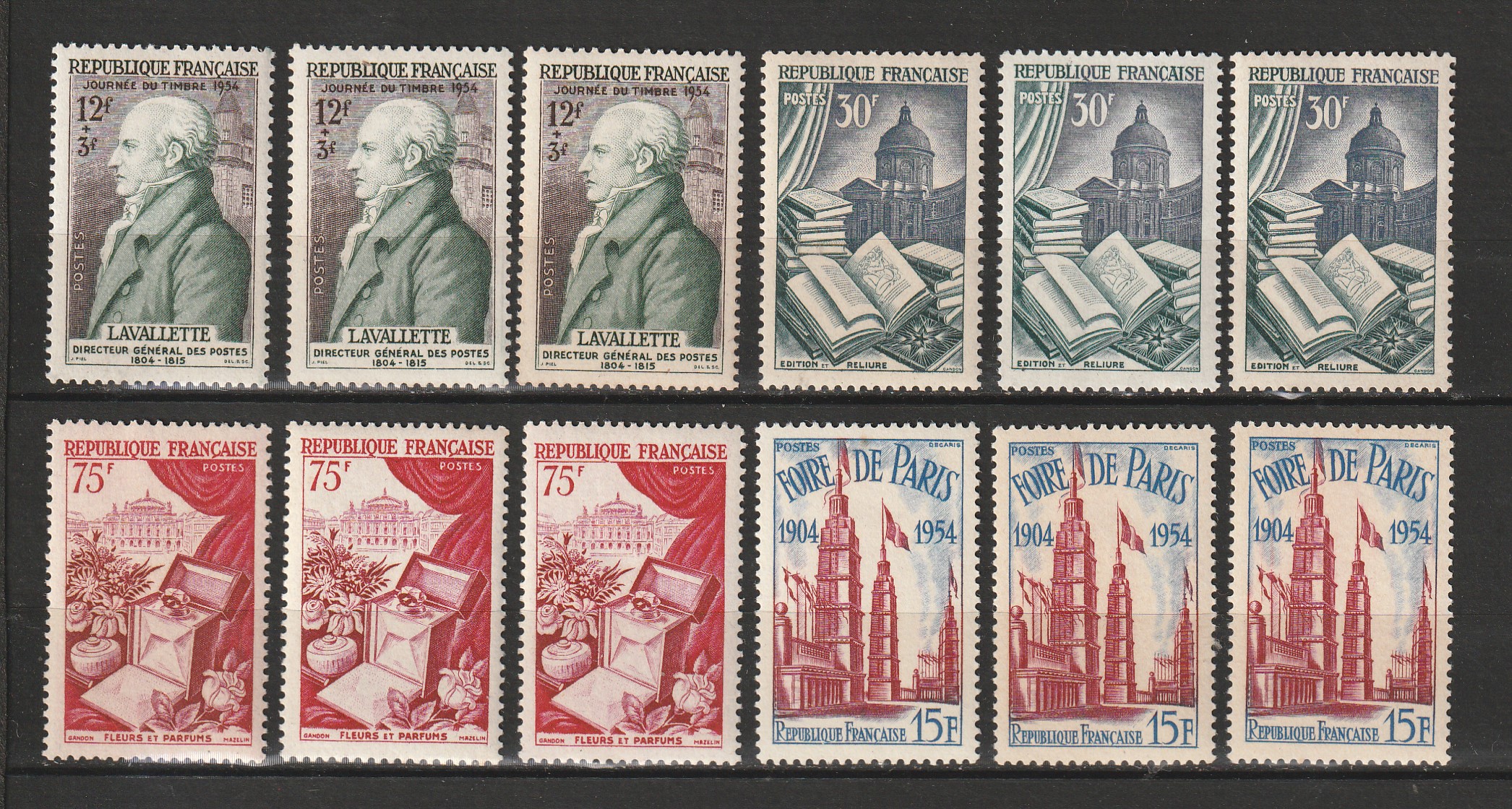 Timbres Neufs ANNEE 1954  en triple 48 Valros (34)