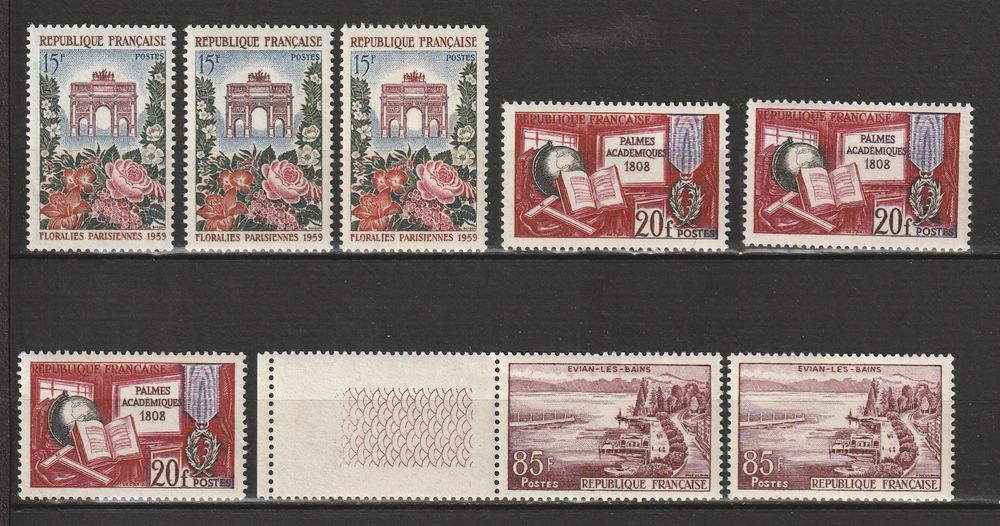 Timbres Neufs ANNEE 1959 simple,double,triple 12 Valros (34)