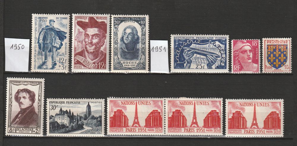 Timbres Neufs avec charni�re CARTON Ann�e 50 50 Valros (34)