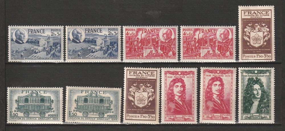 Timbres Neufs en double ANNEE1944 6 Valros (34)