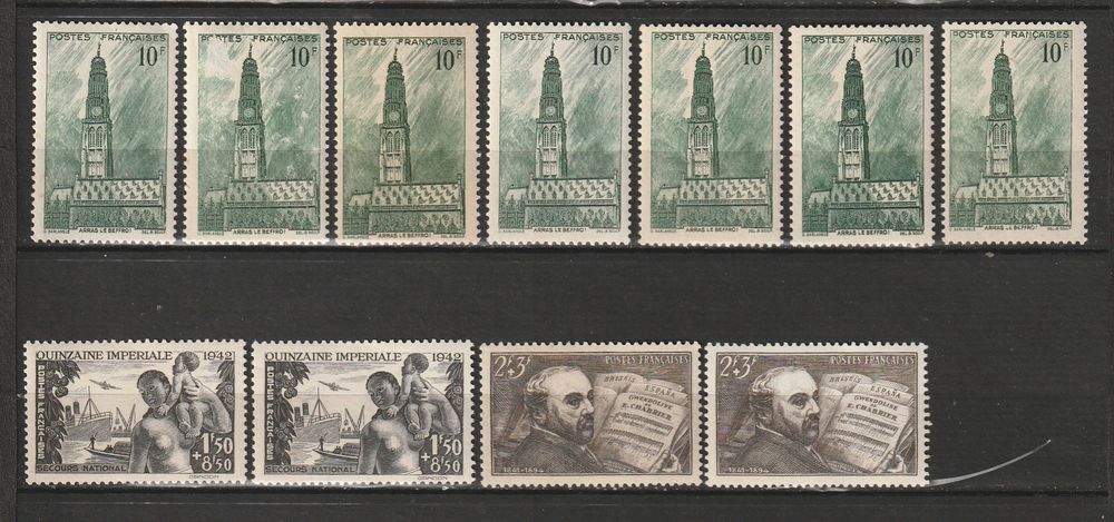 TIMBRES NEUFS**multiples ANNEE 1942
5 Valros (34)