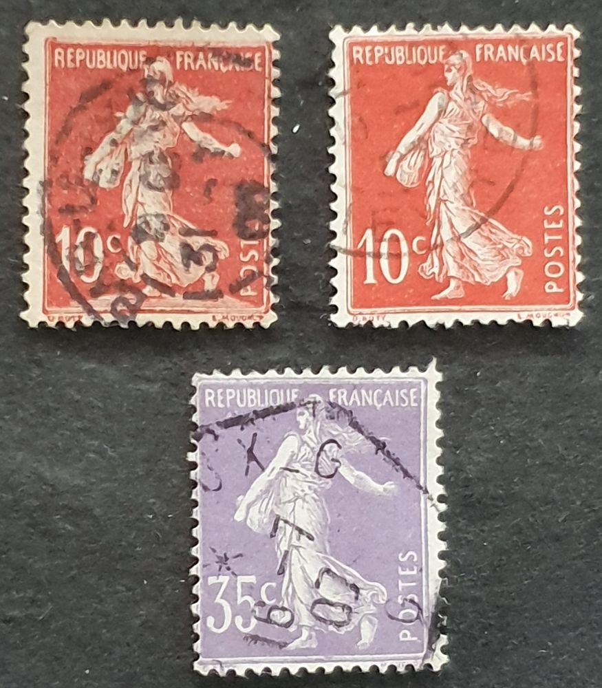 Timbres 134 � 136 oblit�r�s s�rie 10 % de la c�te 2 Jou�-l�s-Tours (37)