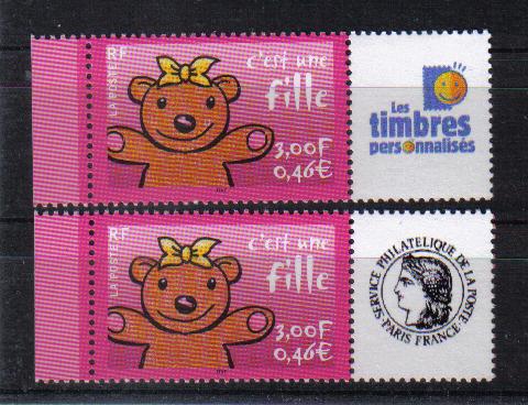 LOT DE 2 TIMBRES PERSONNALISES NO 3432 DE 2001 1 Maubeuge (59)