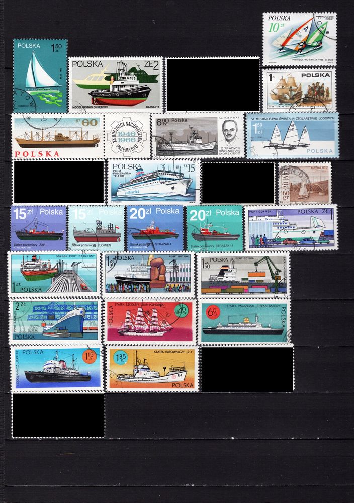 lot de 22 timbres de POLOGNE avec des BATEAUX 2 Les �glisottes-et-Chalaures (33)
