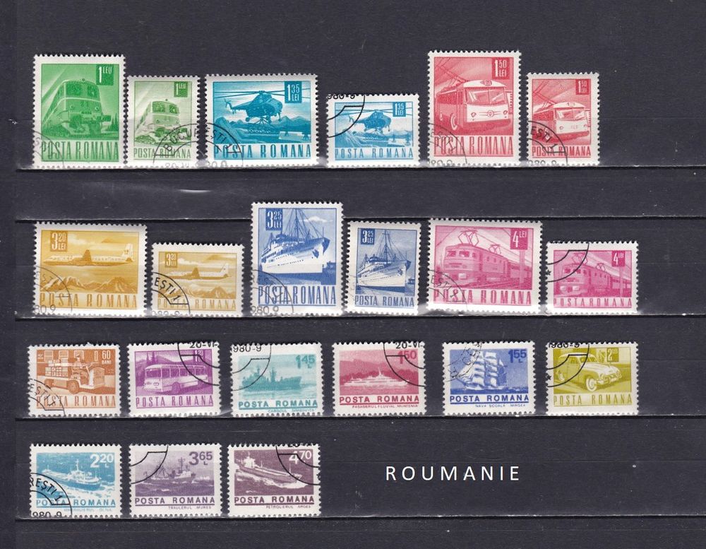 21 timbres de ROUMANIE sur les TRANSPORTS 1 Les �glisottes-et-Chalaures (33)