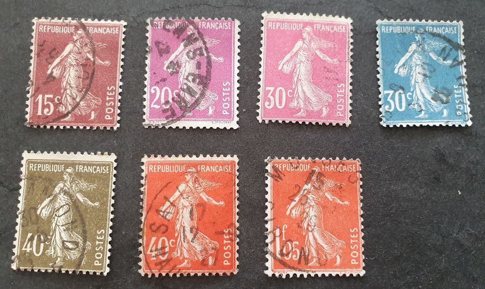 Timbres 189 � 195 s�rie France oblit�r�s 1 Jou�-l�s-Tours (37)