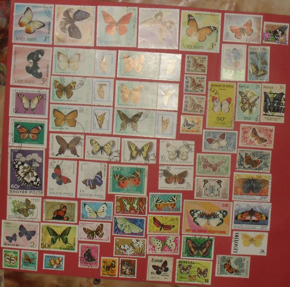 Lot de 65 timbres sur le thème des PAPILLONS. 15 Montreuil (93)