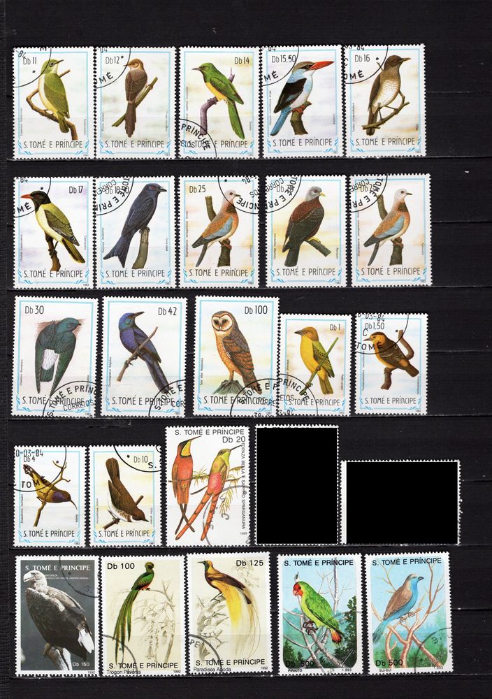 lot de 28 timbres de ST THOMAS et PRINCE avec des OISEAUX 2 Les Églisottes-et-Chalaures (33)