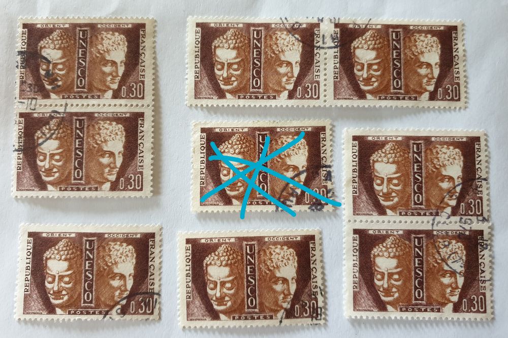 Timbres unesco france  oblit�r� 1965 - 2.20 euros 0 Marseille 9 (13)