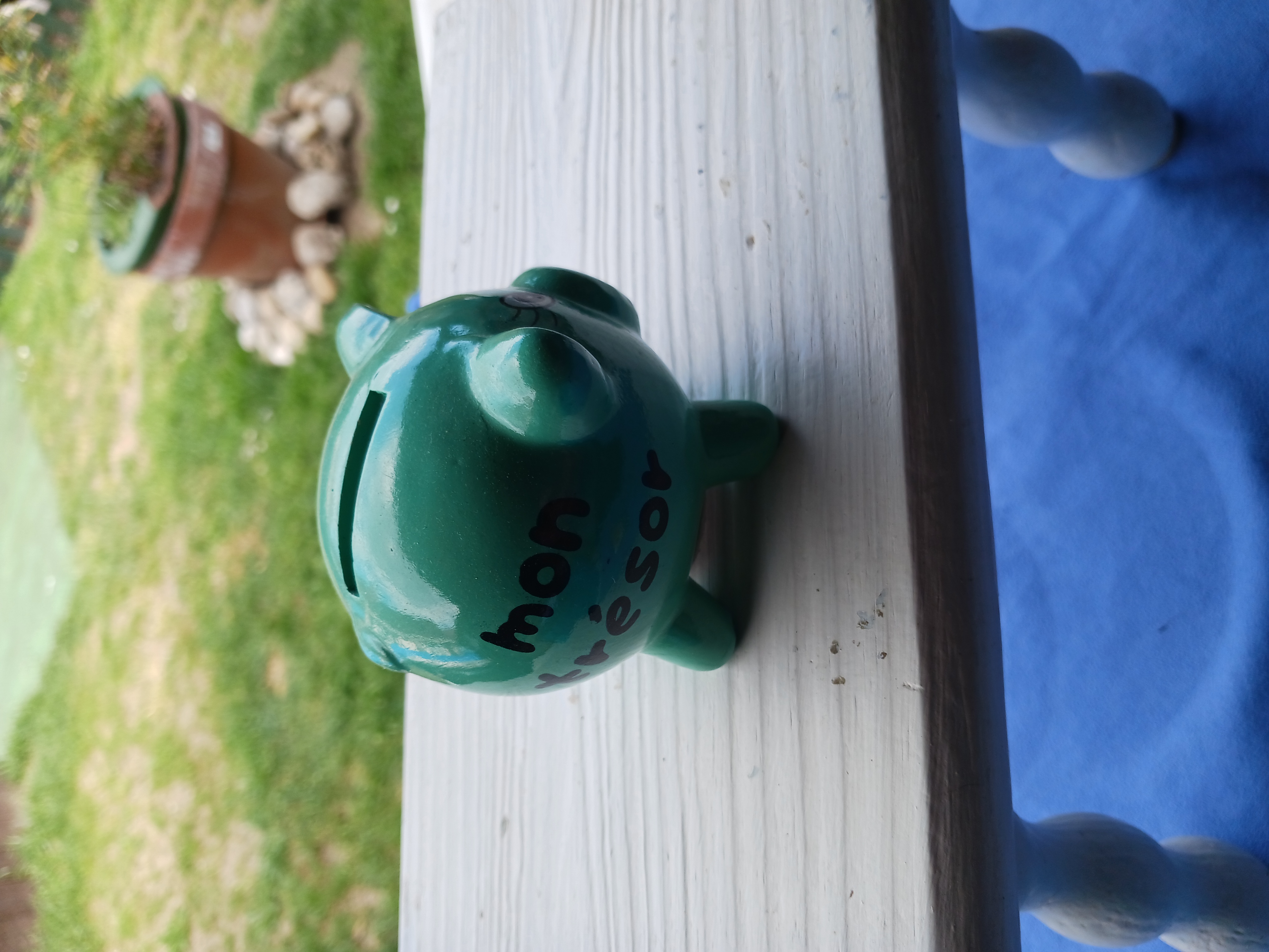 Tirelire C�ramique Verte  mon tr�sor  1 Thourotte (60)