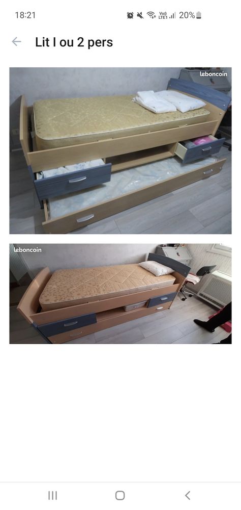 Lit 90 +lit tiroir �tat neuf avec matelas 200 Issoire (63)