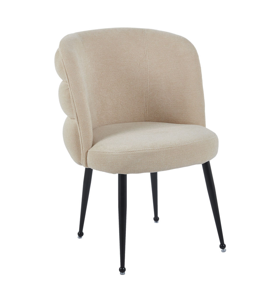 Titre de l'annonce : Lot de 2, 4, 6, 8 chaises SACHA - Pieds en m�tal noir et assise moka effet lin 190 Gonesse (95)