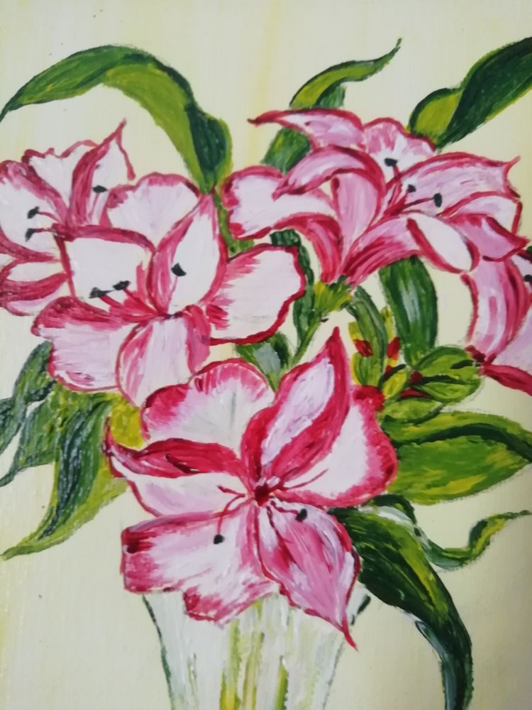 Toile bouquet de fleurs peint � la main 20x20 excellent �tat 5 Saint-Quentin (02)