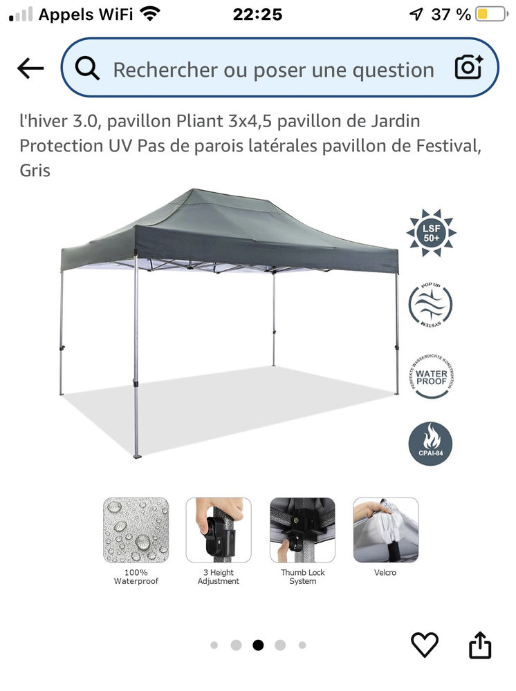 TONNELLE. 4 x3 toile beige 150 Cugnaux (31)