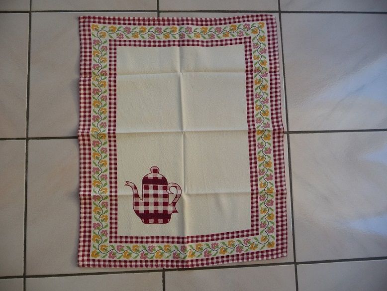 Torchon Fantaisie bordeaux motif cafeti�re - N E U F 5 Celles-sur-Belle (79)