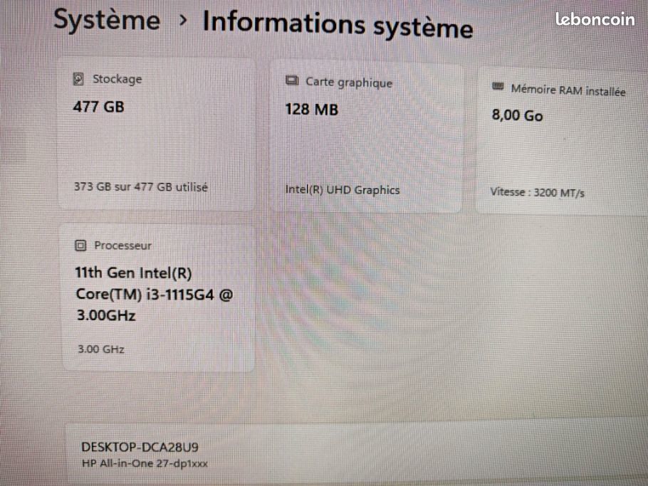 PC tout en un HP avec SSD 500 gigas, �cran 27  230 Pringy (74)