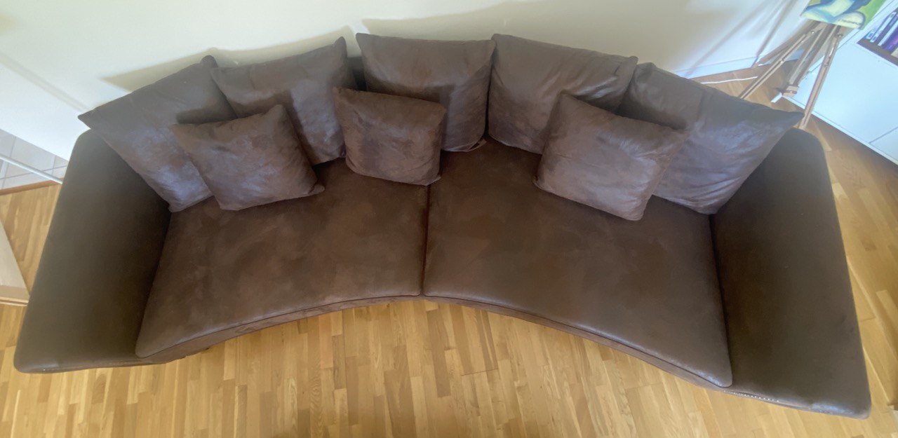 Tr�s beau canap� bois et chiffon.courbe 
280x 120 sur 80 800 Champniers-et-Reilhac (24)