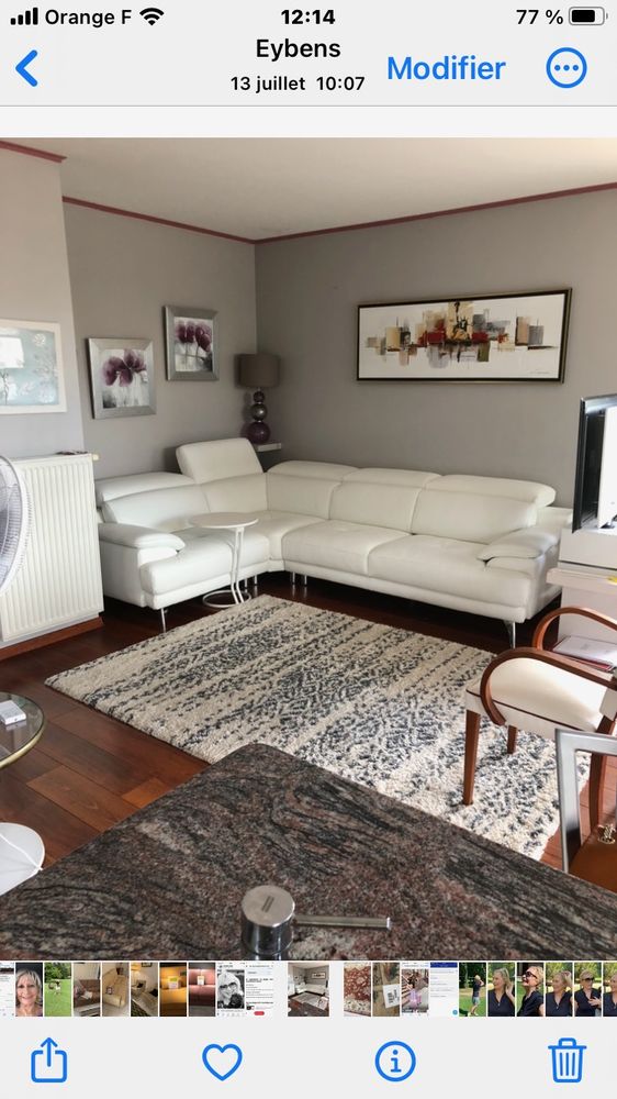 Tr�s beau canap�  d angle cuir blanc 1200 Eybens (38)