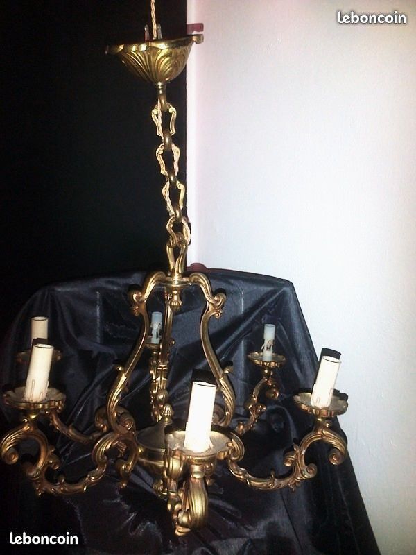  tr�s beau lustre ancien 6 branches en bronze 80 Villeneuve-le-Roi (94)