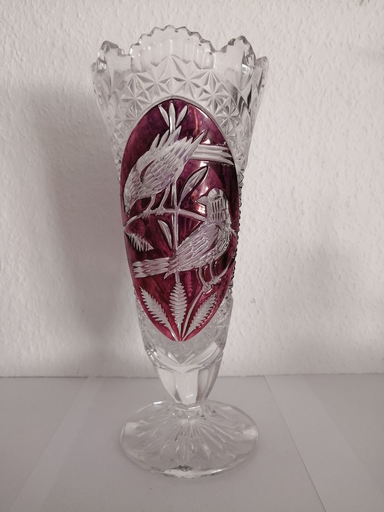 Tr�s beau vase Cristal Hofbauer - Purple Birds 42 Habsheim (68)