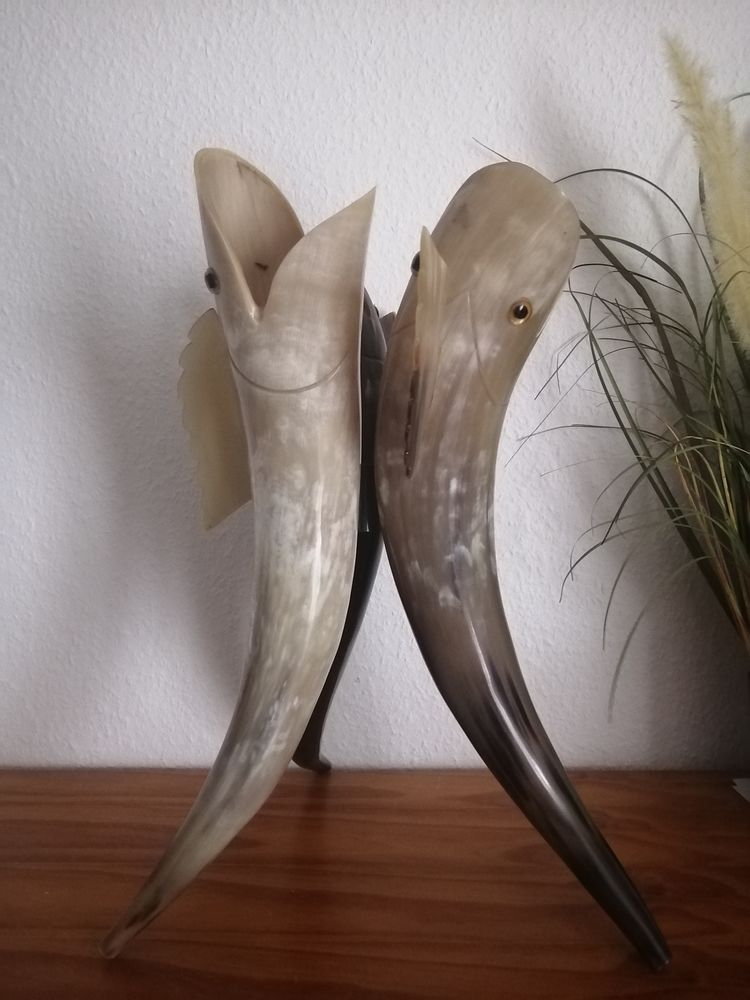 Tr�s beau vase triptyque en cornes v�ritable - Poissons 50 Habsheim (68)