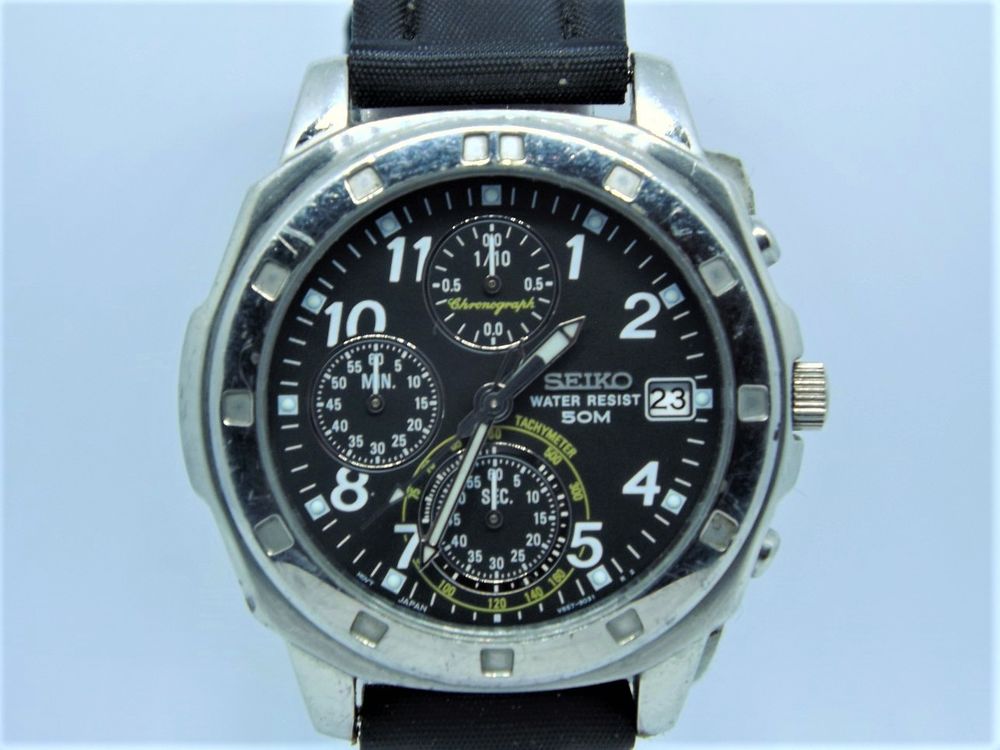 Tr�s belle chrono Seiko plong�e 1/10 sec V657-9019 1999 149 Larroque (31)