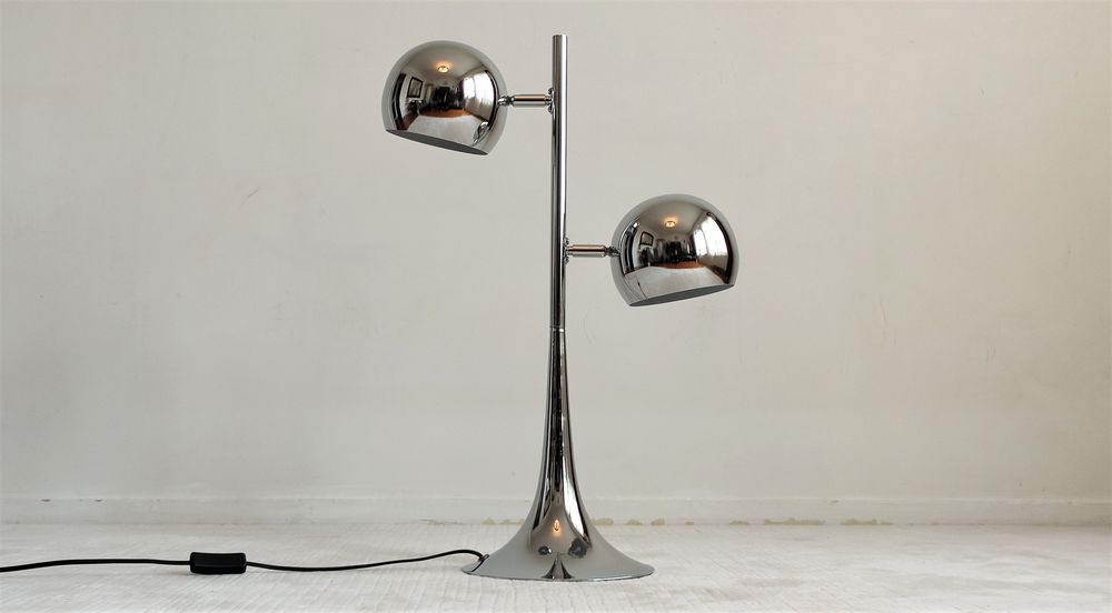 Très belle lampe 60'S ''EYEBALL'' chromée  2 globes lumineuX 200 Créteil (94)