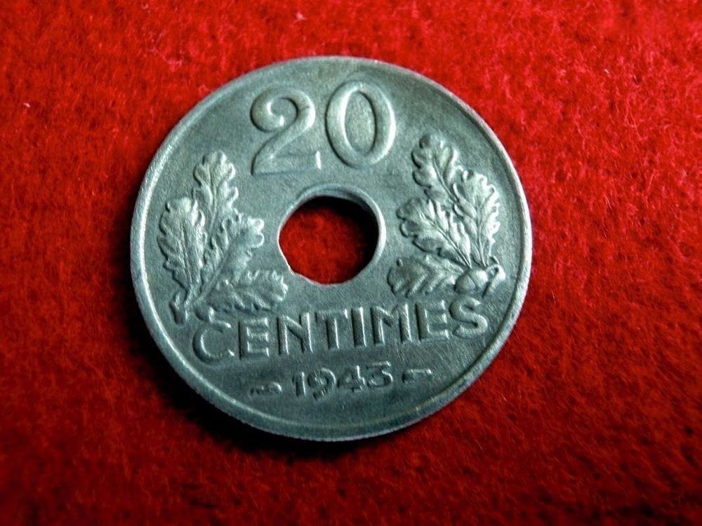 Tr�s belle monnaie 20 centimes ETAT FRANCAIS 1943 SUP. 25 Saint-Lys (31)
