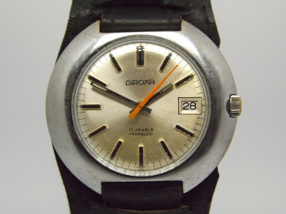 Tr�s belle montre suisse Giroxa ann�es 1970 'UFO' 99 Larroque (31)