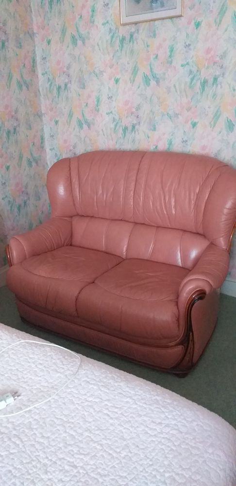 tres joli canp� en cuir (rose ou saumon) deux places 70 Saint-Aubin-en-Bray (60)