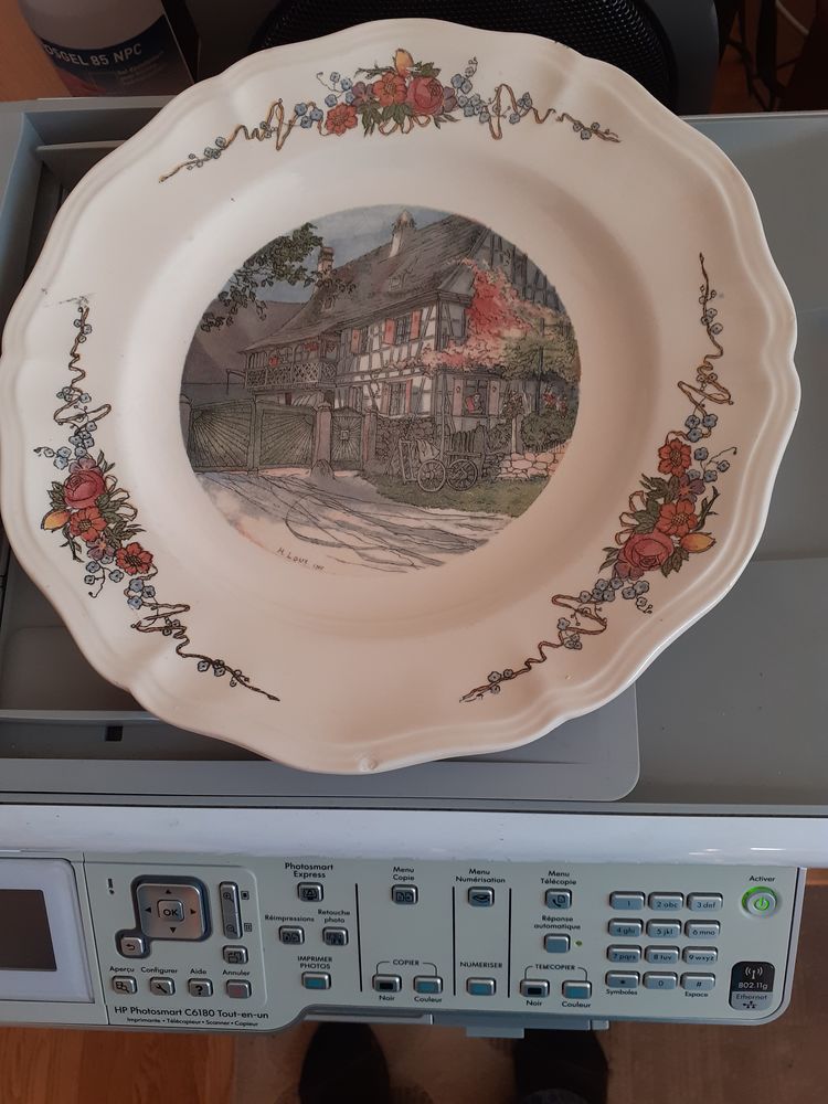 TRES JOLIE ASSIETTE CREUSE DIAMETRE 25CM OBERNAI SARREGUEMI 20 Levainville (28)