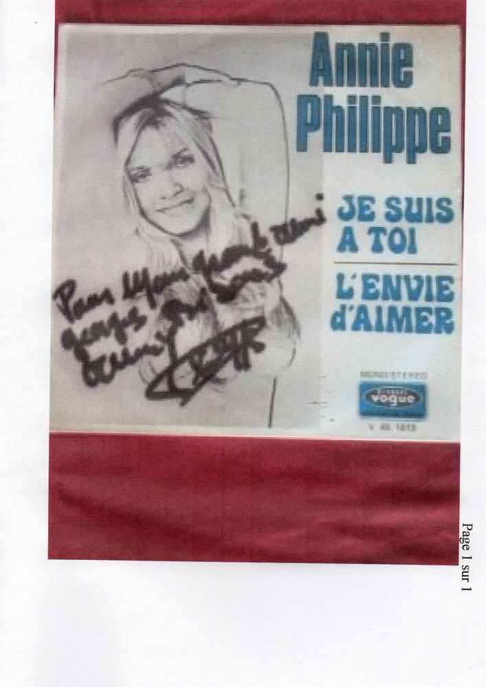 TRES RARE VINYLE ANNIE PHILIPPE (d�dicac�) 40 Nice (06)