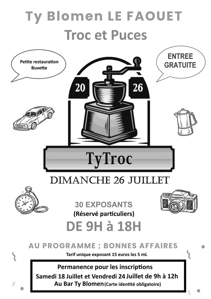 Troc et Puces Ty Blomen Le Faouet 26 juillet 0 Le Faouët (56)