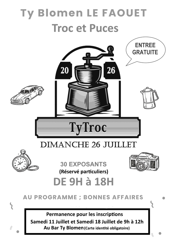 Troc et Puces Ty Blomen Le Faouet 26 juillet 0 Le Faouët (56)