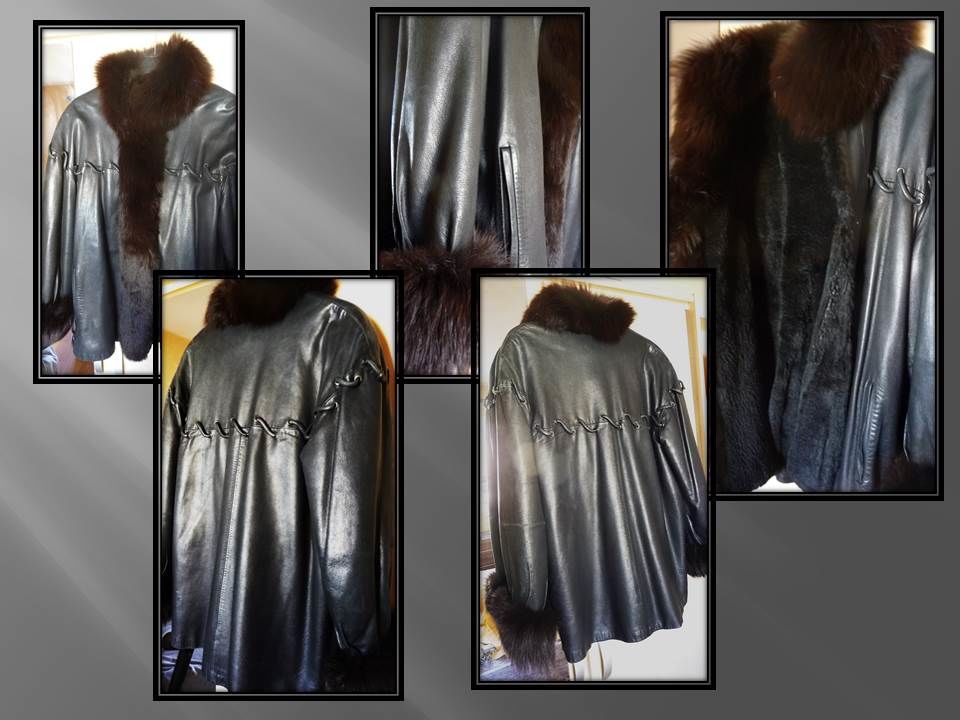 Trois quart manteau femme fourrure et cuir 170 Nice (06)