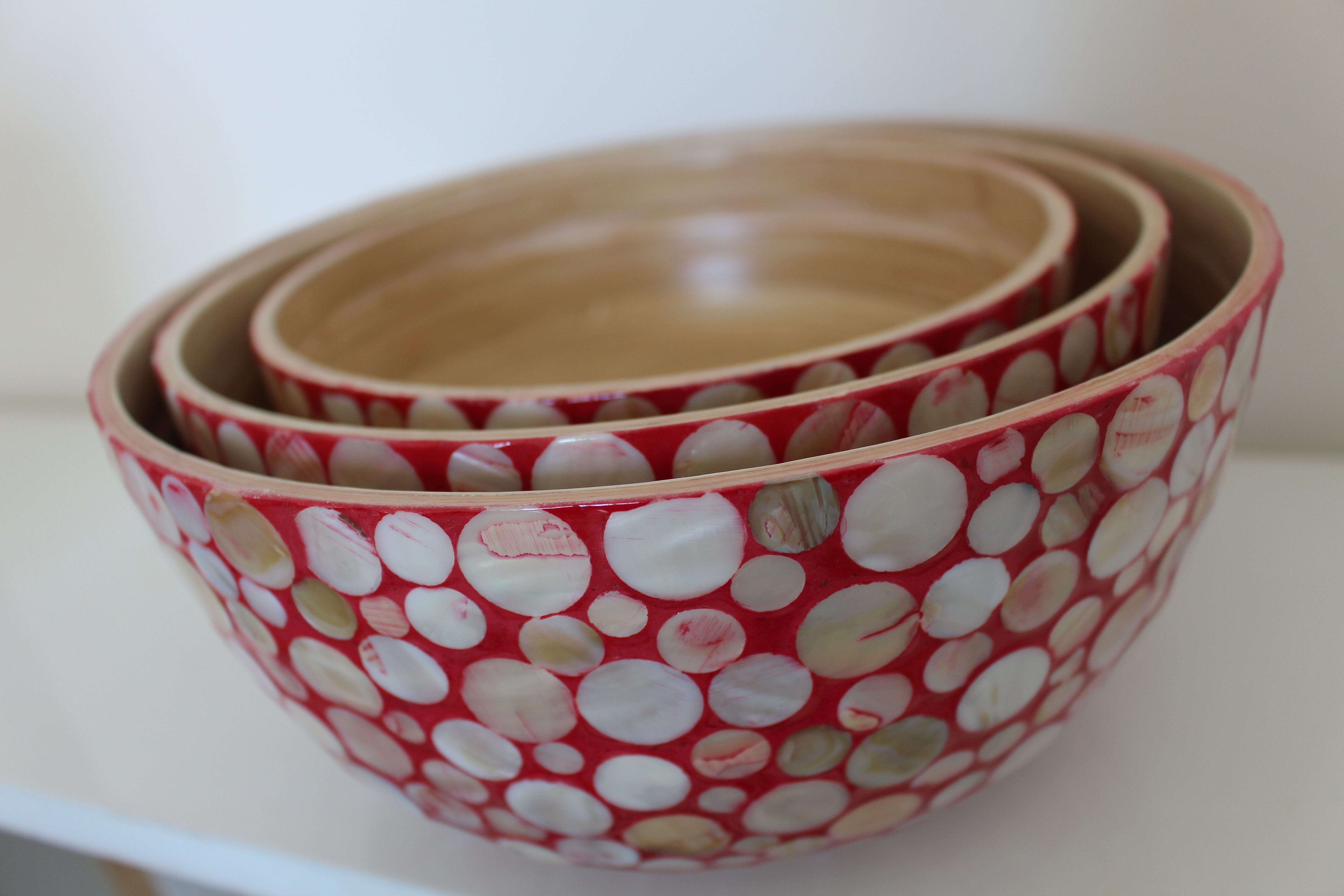 set de trois saladiers bambou laque et nacr� 185 Paris 9 (75)