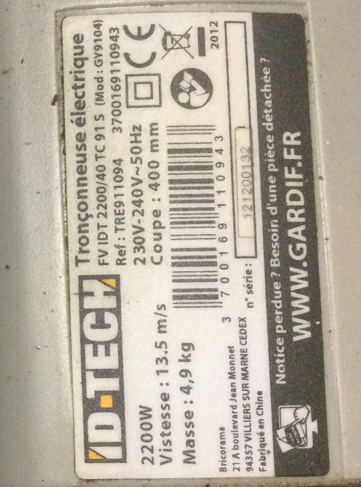 tron�onneuse �lectrique 20 Saint-Quentin (02)