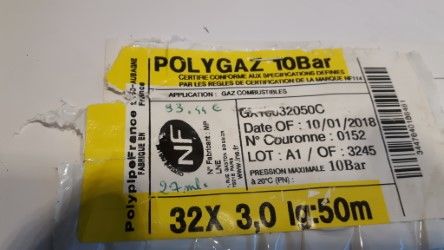 Tube Poly�tyl�ne Bande jaune pour gaz 40 Hombourg (68)