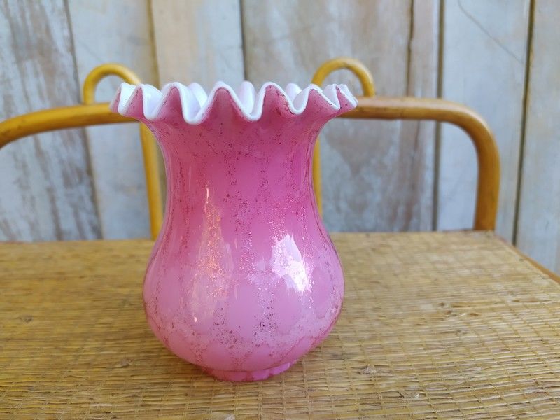 Tulipe Verre Lampe � P�trole Corolle Rose Clichy Overlay 120 Loches (37)