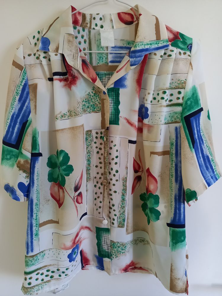 Tunique Chemisier Blouse fonds beige imprim� fleuri 5 Poissy (78)