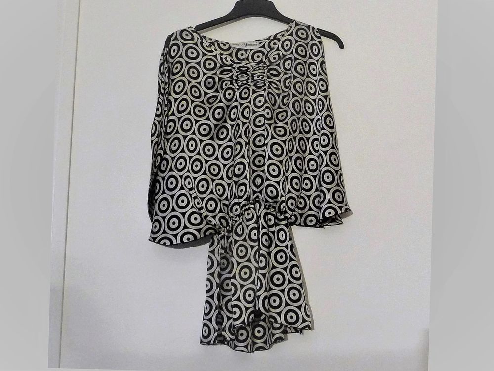 Tunique 100% Soie avec Ronds Noir et Blanc- Sergio Mimrani 50 Paris 15 (75)