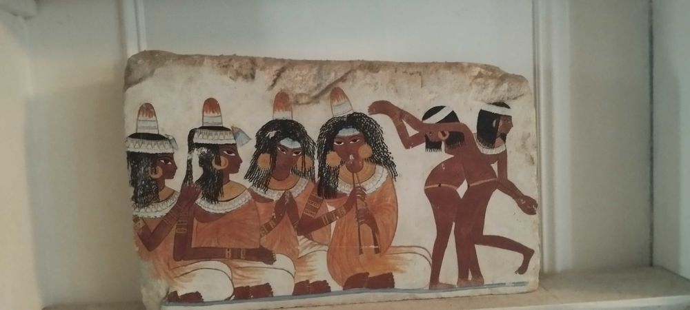 �'uvre peinte �  la main,  1982 repr�sentant l'Egypte ancienne. 1900 Courgivaux (51)