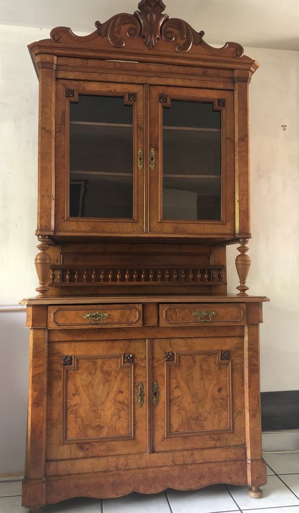 Vaisselier ancien en bois d'arbres fruitiers 200 Quimper (29)