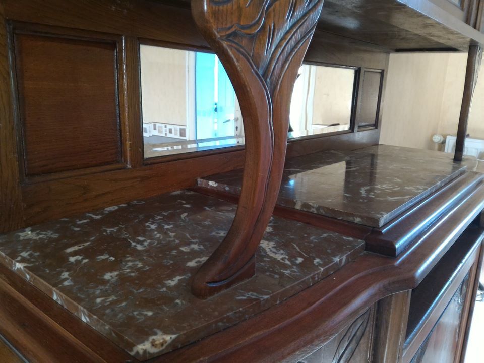 Vaisselier double corps ch�ne et marbre 70 Pont-Sainte-Maxence (60)